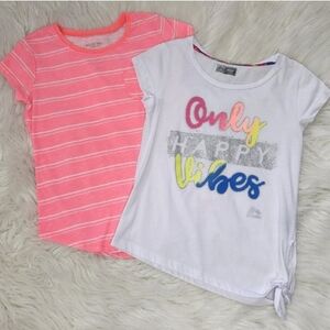 Kids' Pink and White Graphic T-Shirts Bundle Size 7/8